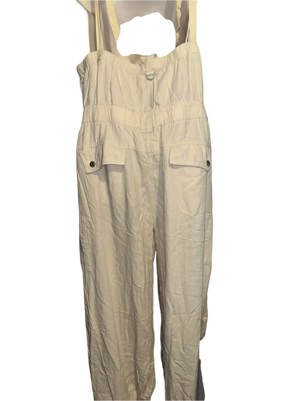BlueVelvet XL Cream Utility Overalls